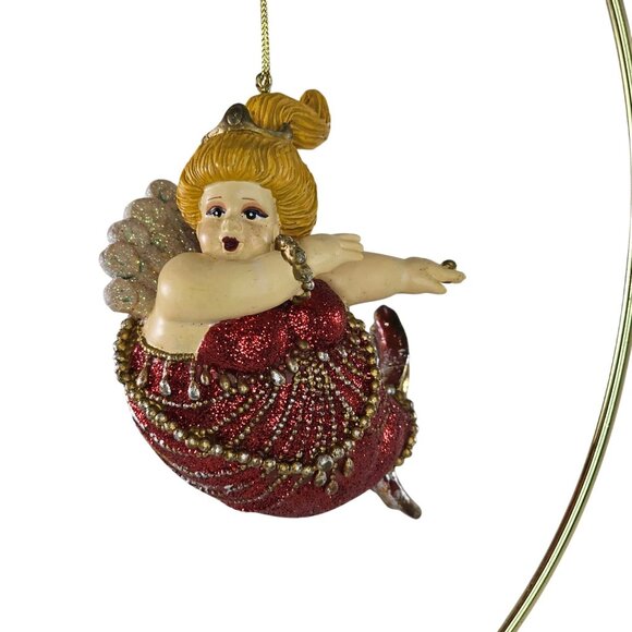 Katherine's Collection Chubby Diva Mermaid Ornament At Sea Series Red Glitter - Picture 2 of 8
